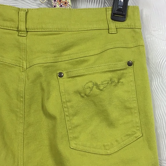 GEIGER Collections Jeans Chartreuse High Rise Straight Leg Zip Front - Picture 9 of 9